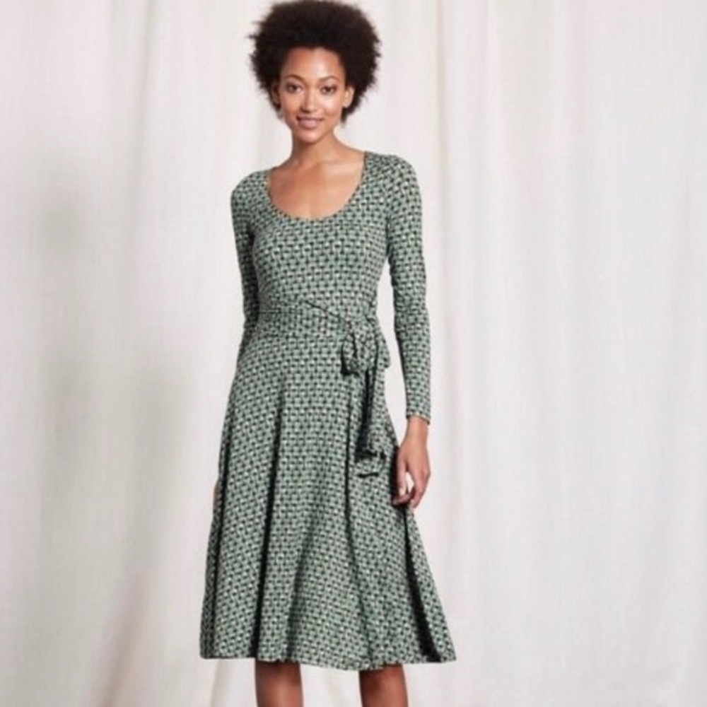 Boden Green Print Sylvia Wrap Dress Size 12